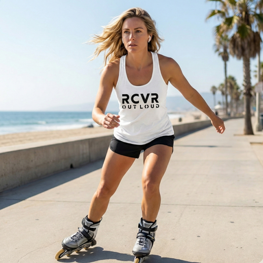 RCVR Out Loud Women’s Fitted Racerback Tank